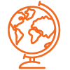 Orange Globe For Global Network In Custom Research